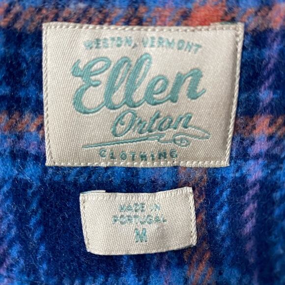 VTG Ellen Ortan Wool Blend Jacket Women M Blue Plaid Sherpa Lined Zip Lumberjack - Picture 6 of 9